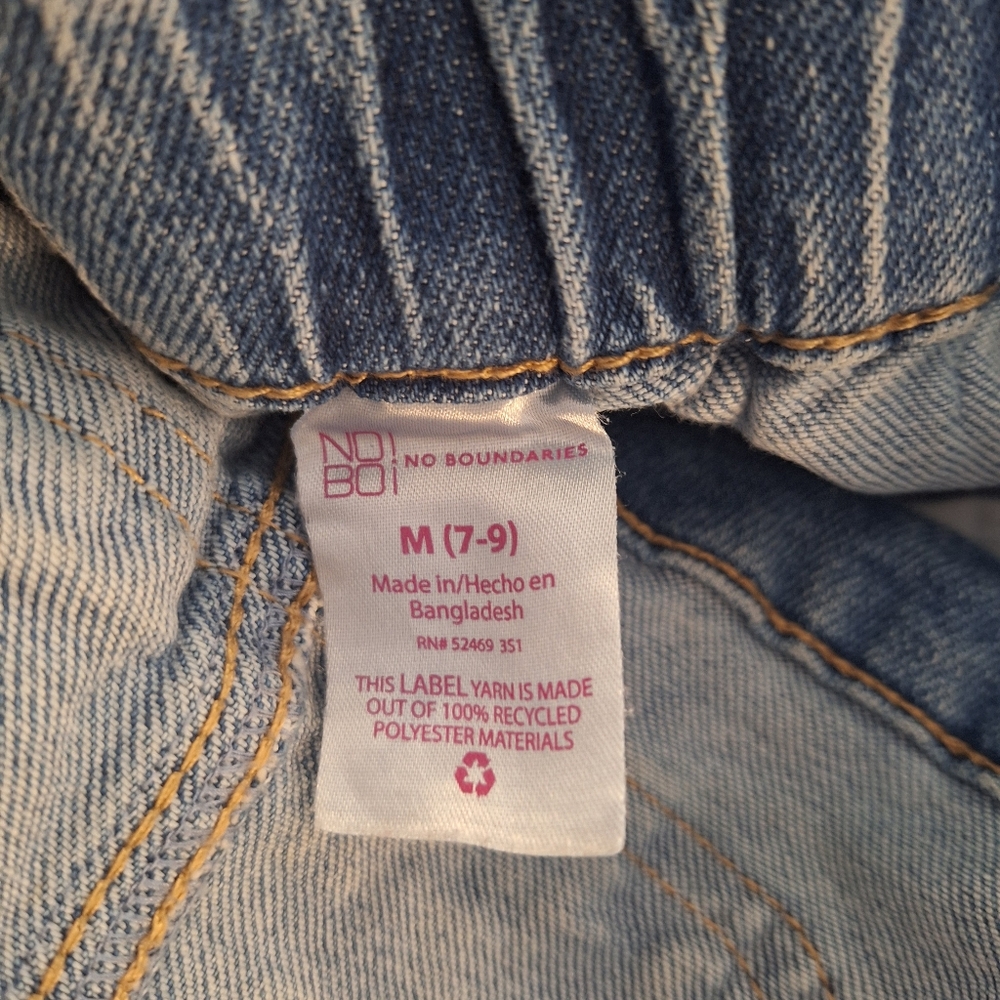 No Boundaries Distressed Light Denim Overall Shorts Medium *U - Picture 7 of 8